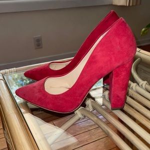 Jessica Simpson Red velvet pointy toe heels